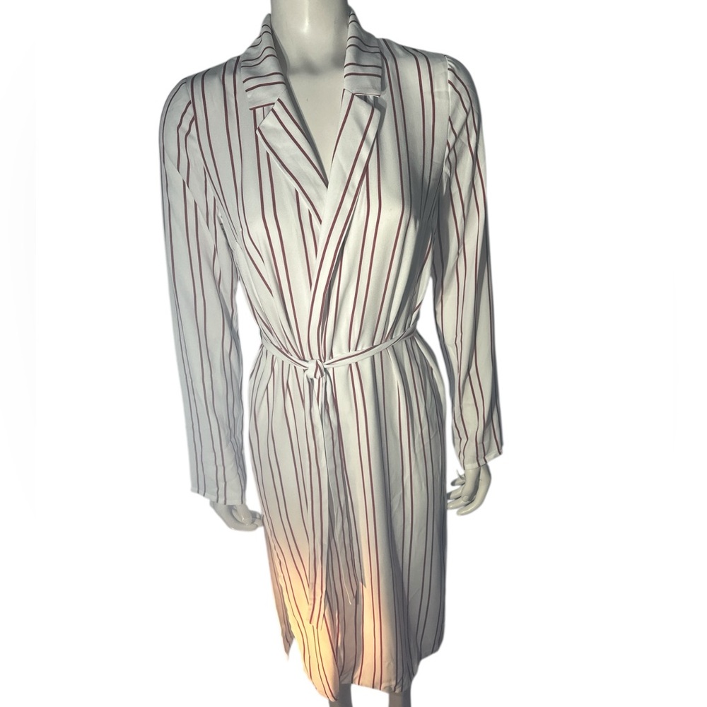 Forever 21 Burgundy and White Striped Robe